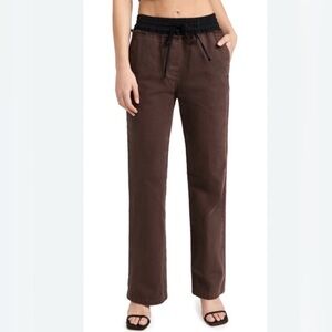 3.1 Phillip Lim Brown High-Waisted Elastic-Waisted Denim Pants (M)